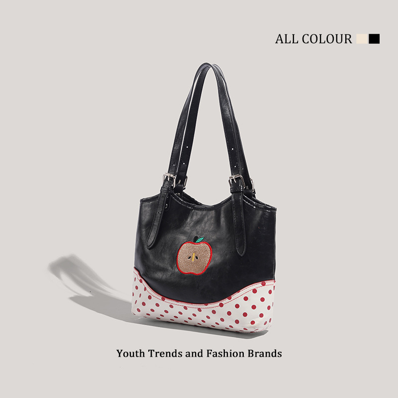 Polka Dot Single Shoulder Color Block Tote New Handbag Large Capacity Versatile Commuter Bag ddmymoon