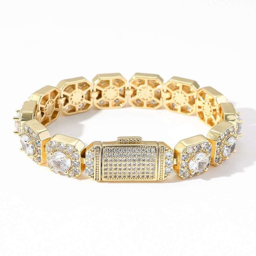 13mm Wide Flip Clasp Rock Sugar Moissanite chain Necklace Unisex Trendy Hip Hop Accessory