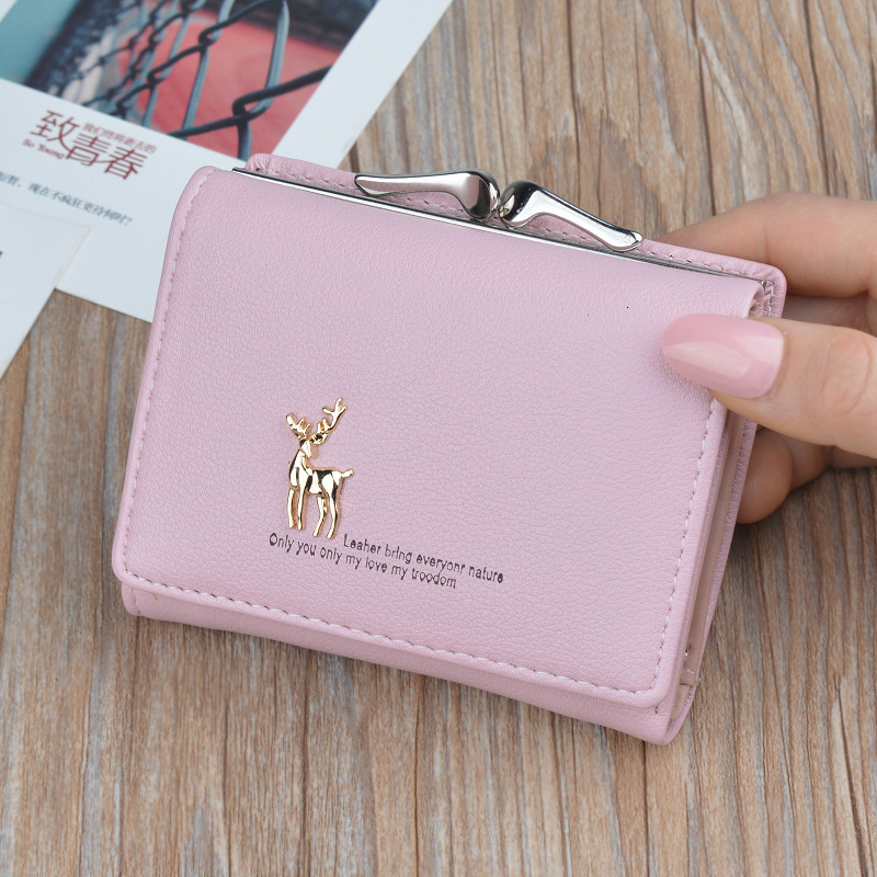 New Women's Wallet Short Style For Ladies Student Korean Fashion Foldable Large Capacity Soft Leather Wallet Compact Luxury Designer Bag Bag Coin