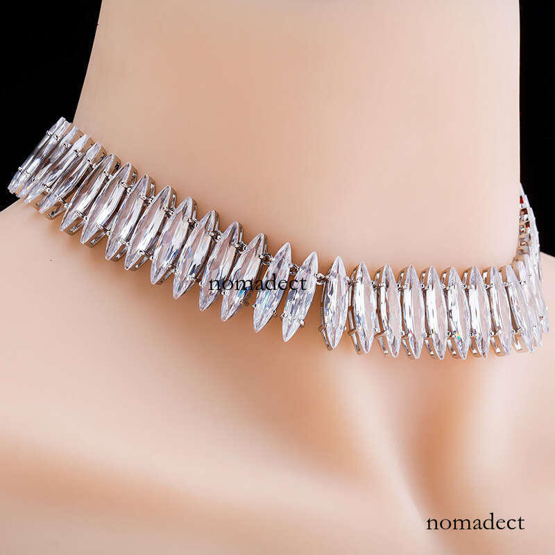 New 20mm Five-Prong Set Oval Moissanite chain Women's Tennis Chain Necklace Hip-Hop Choker