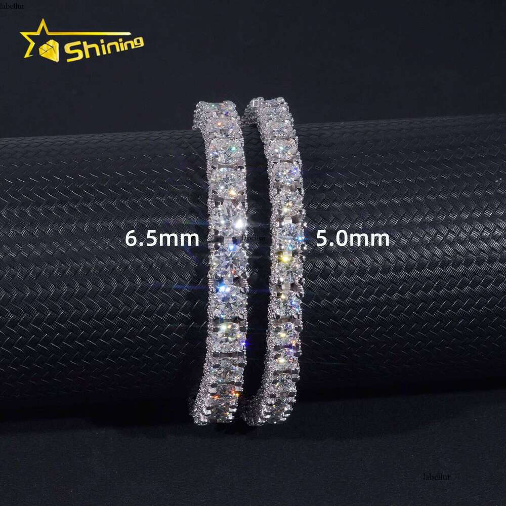 Hip Hop Classic Necklace Sier 5Mm 6.5Mm Chilled D-Color VVS Silica Tennis Chain