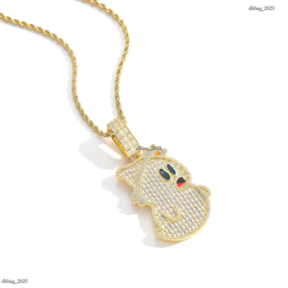 New Cartoon Ghost Pendant T Cubic Moissanite chain Personality Full Dia Men's Hip-Hop Necklace Niche Accessories