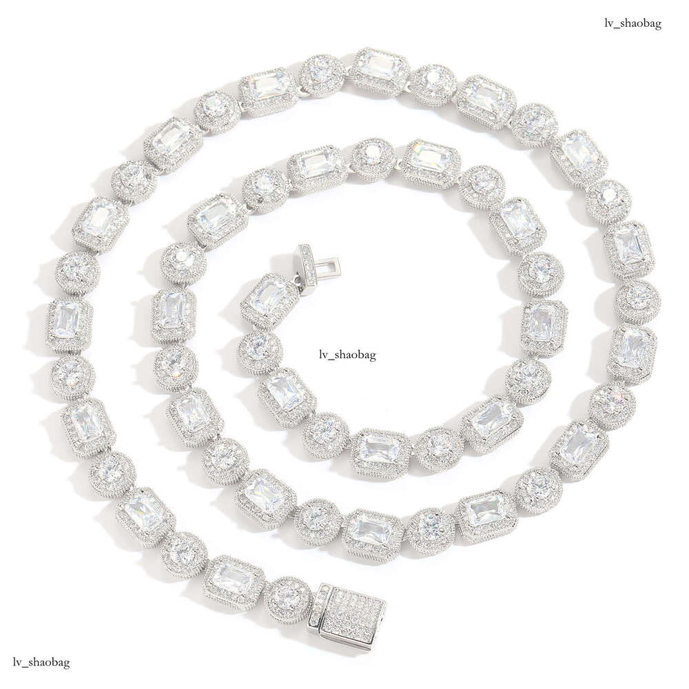 8mm Square Round Rock Candy Chain Necklace T Cubic Moissanite chain Creative Niche Men Hip Hop Trendy Jewelry