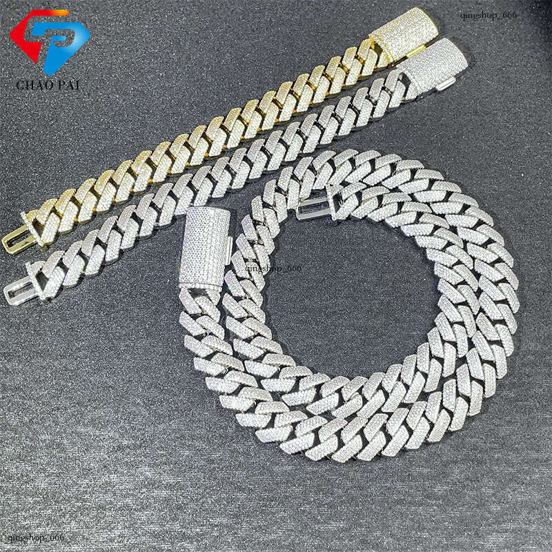 15mm 4 Row Dia Cuban Necklace for Men Moissanite chain Full Inlay Hot Sale