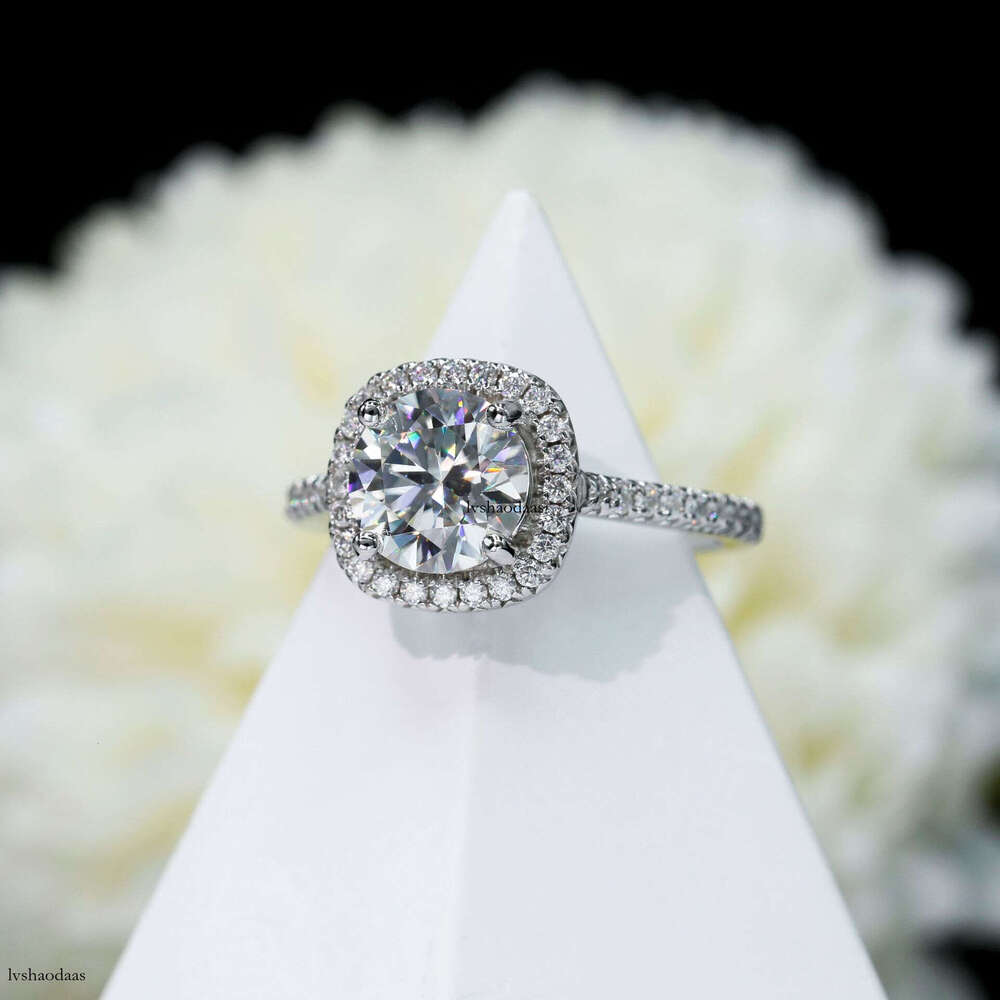 Classic Square Full Silver Moissanite for Women, Unique Design, Korean Style, Elegant Diamond Ring, Wedding Ring