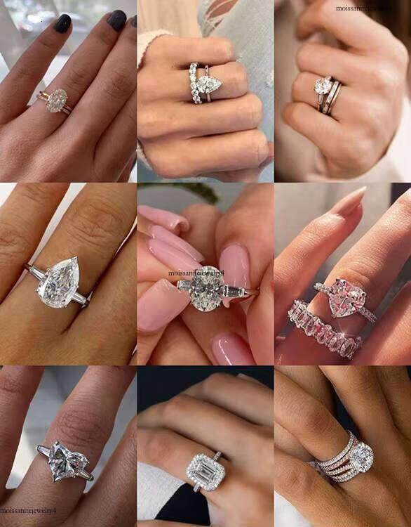 Hot Selling Six Claws Engagement D-VVS Moissanite 1ct White Gold Plated Sterling Sier Ring
