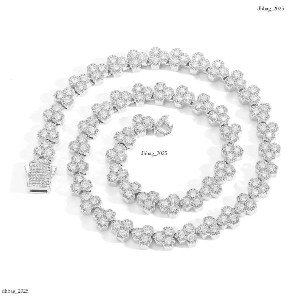 Spring Buckle 10mm Geometric Tennis Clavicle Chain Creative Niche Men's Moissanite chain Hip-Hop Necklace
