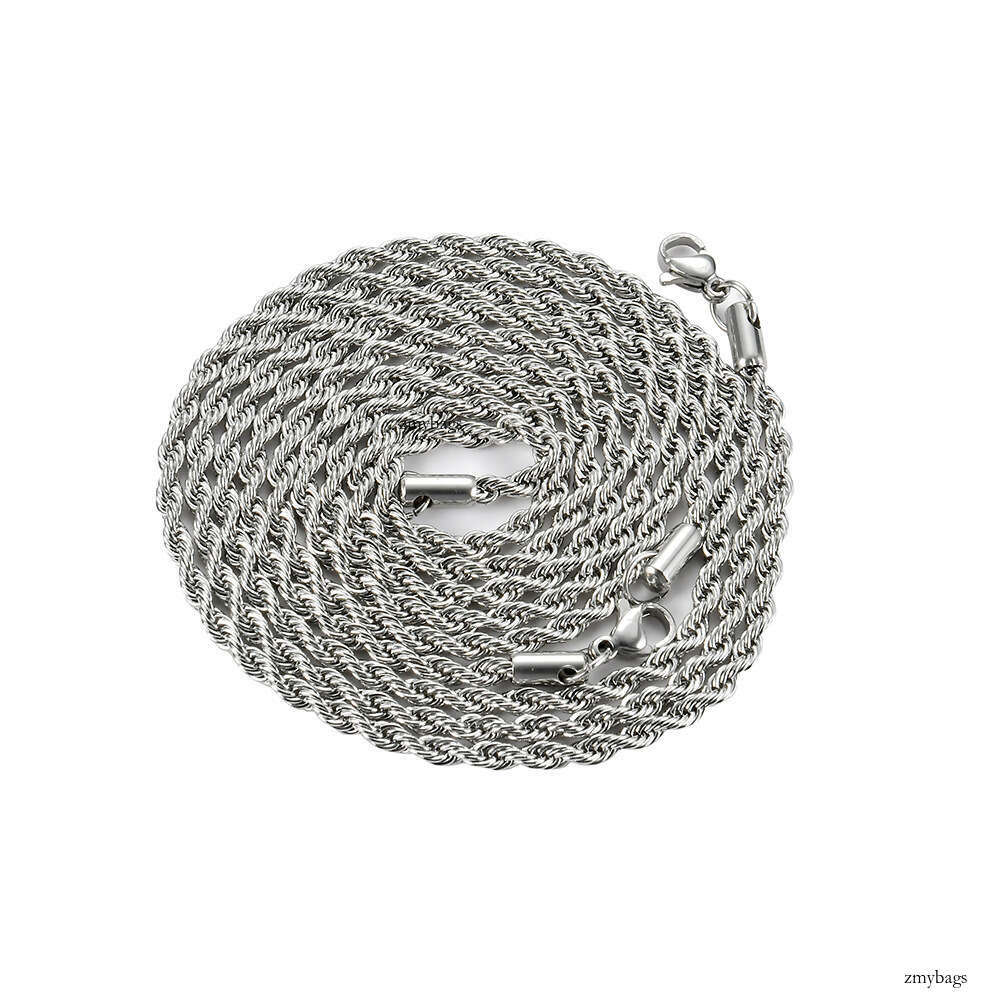 Hip Hop Plain Titanium Accessories Necklace Twist 3mm 5mm Multiple Sizes Sterling Silver Chain