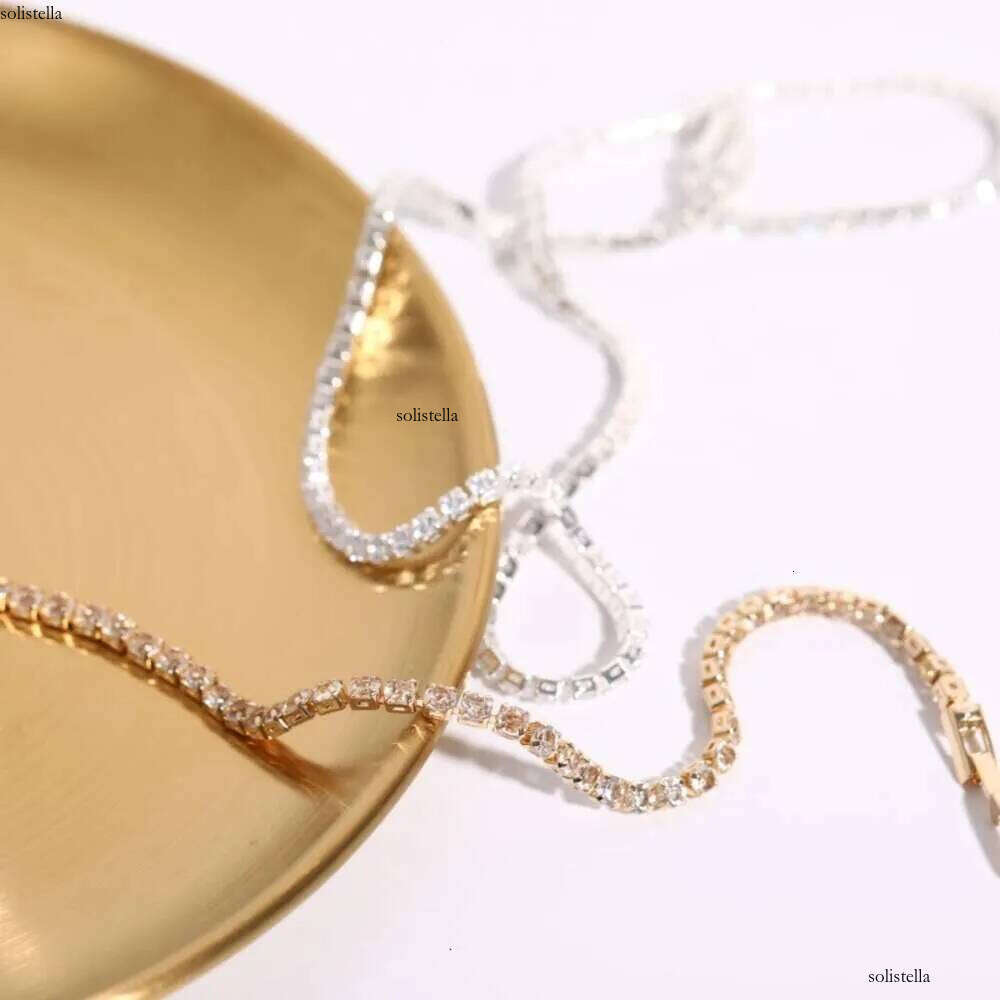 Tennis 2022 3mm Cubic Zircon buckle Necklace chocker gold plated clavicle chain necklace