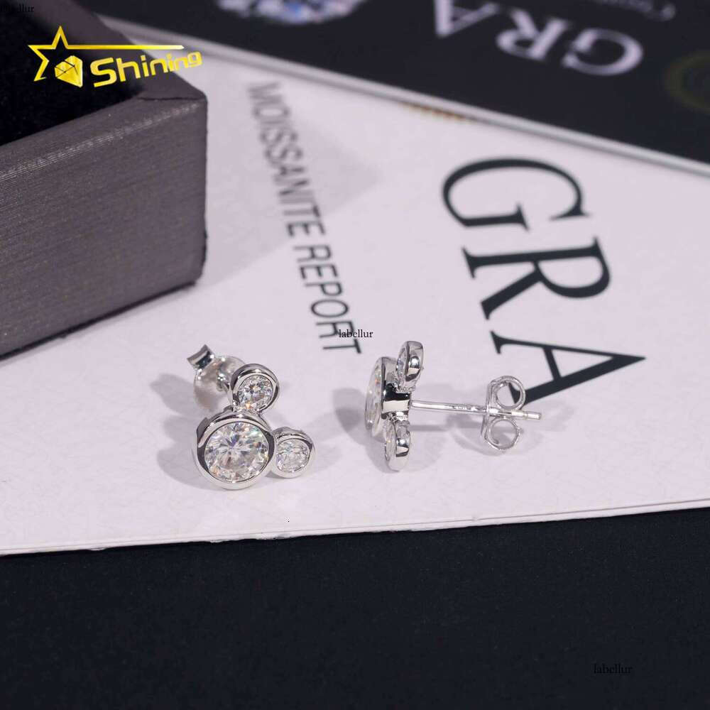 Hot Sale Cute Earring Fine Jewelry Gold Plated Sterling Sier Gra VVS Dia Moissanite Screw Back Stud Earrings