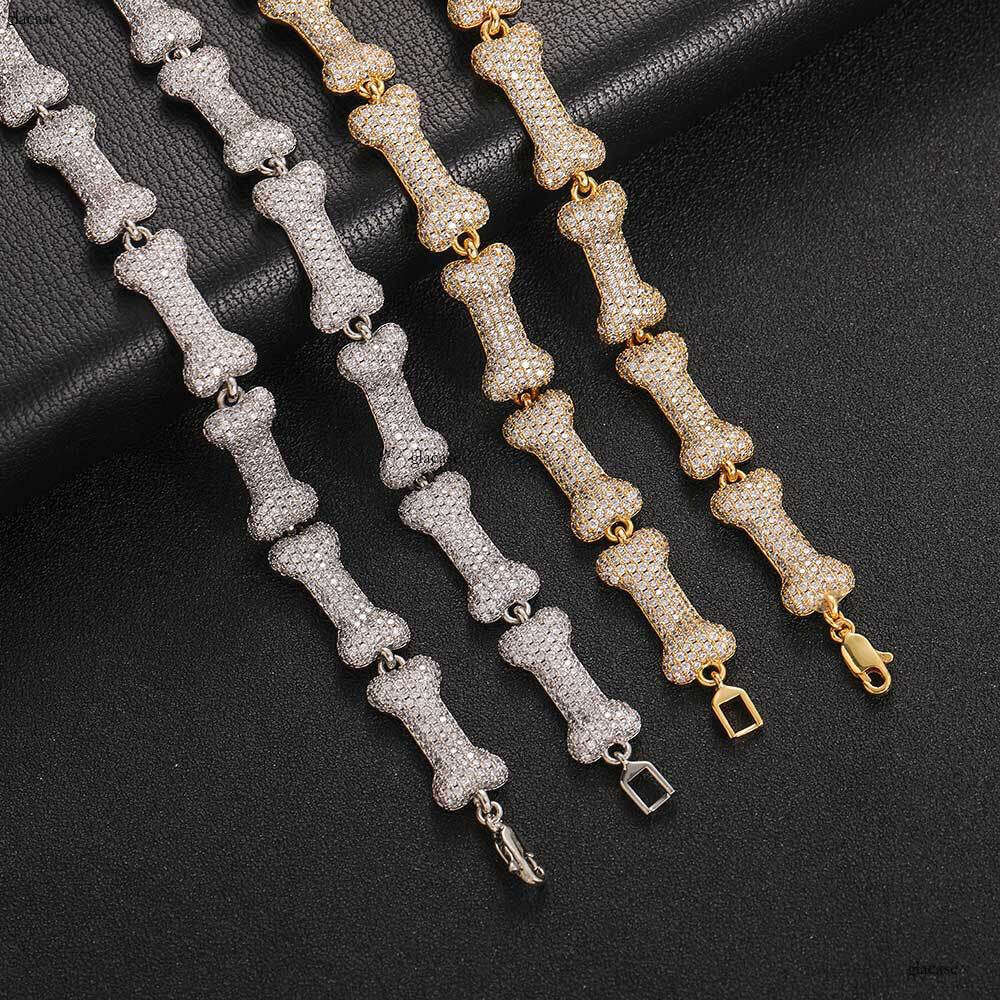 INS New Full Zircon Bone Shape Necklace Simple Metal Texture Collarbone Chain Personality Versatile Bracelet