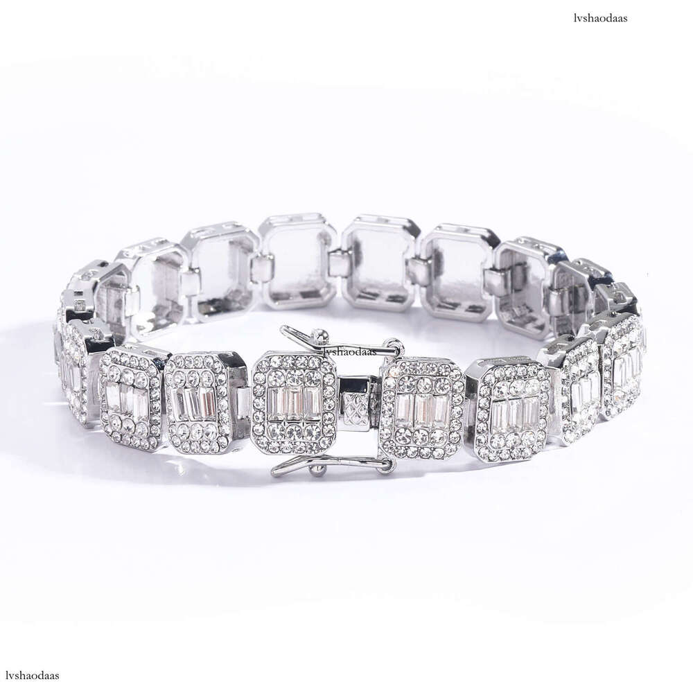 Hip Hop 13mm Square Round Cuban Chain Full Dia Men's Trendy Bracelet