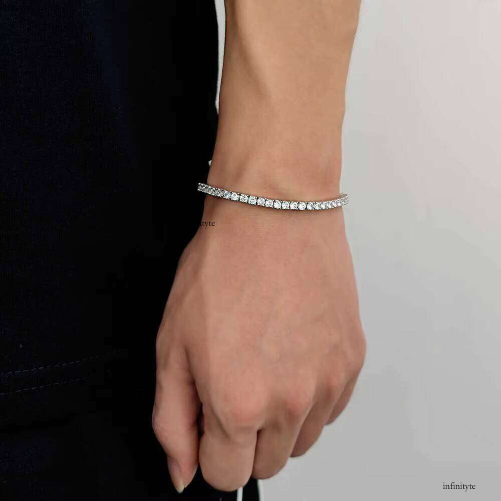 NUOYA 3MM High Quality Dia Bracelet Iced Out CZ Stone Gold Plated Tennis Chain Jewelry for Women