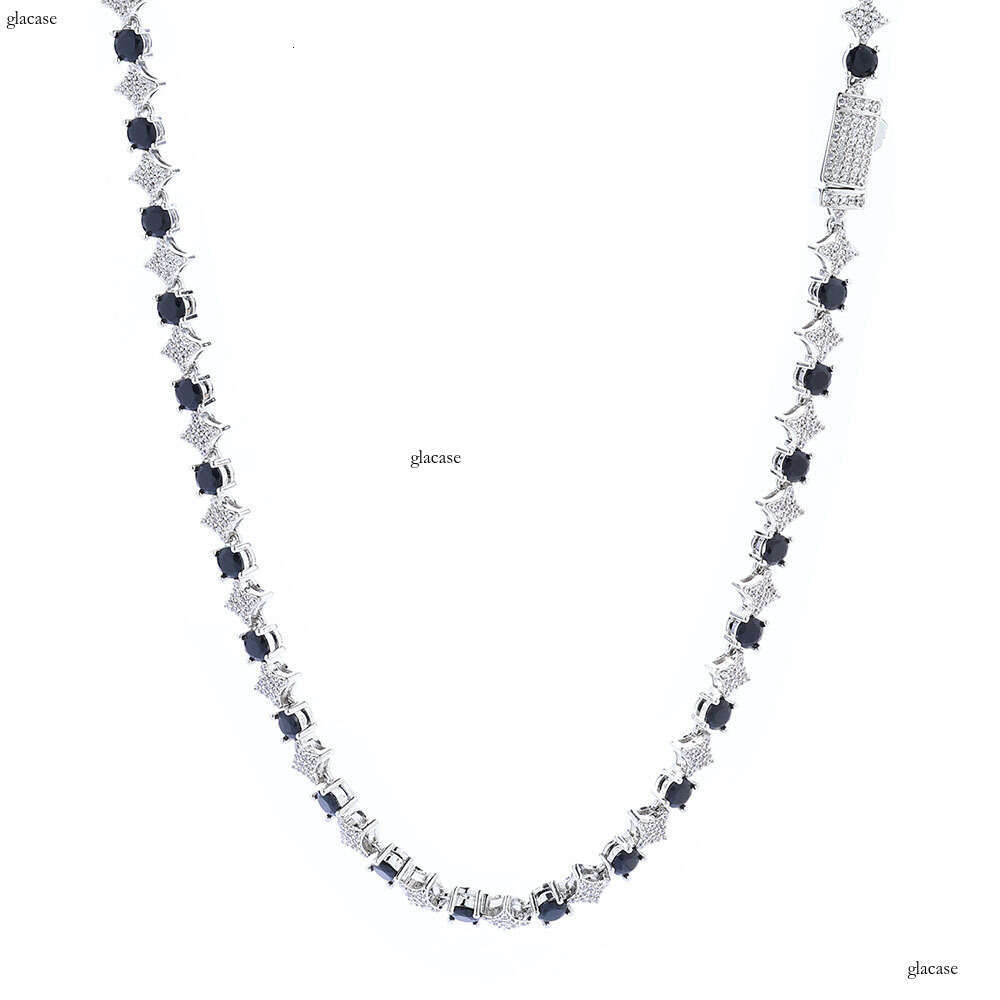 Hip Hop Iced Out VVS Moissanite Tennis Chain Star Necklace Light Minimalist Jewelry Accessories