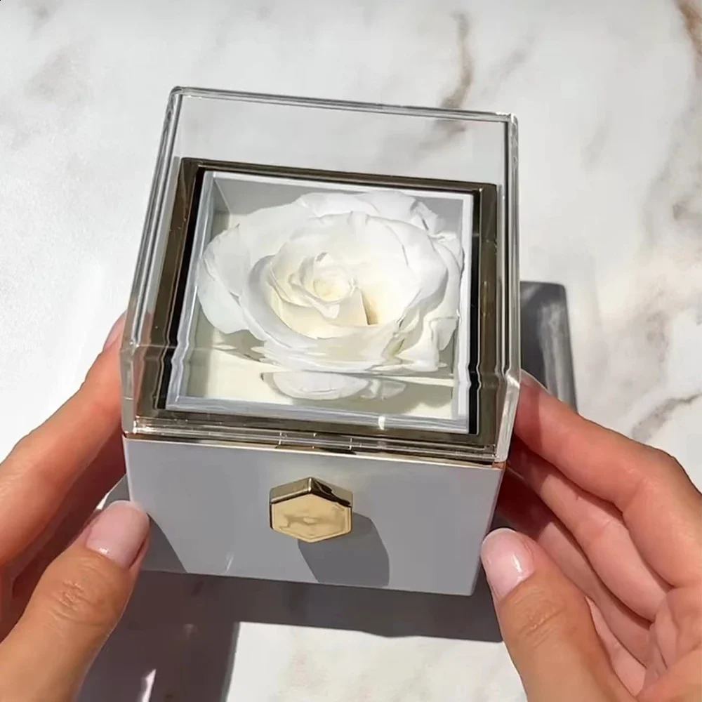 Custom Names Heart Necklace Personalized Jewelry Rotating Rose Box Pendant Chain For Women Wife Valentines Anniversary Present 250805
