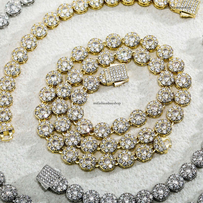 Hip Hop Style 10MM Full Dia Sterling Silver Inlaid Moissanite chain Rock Candy Necklace Unisex Personality Trend Bracelet