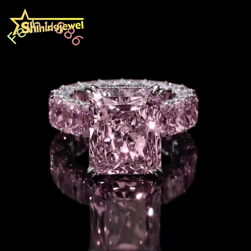 Customized Unique Wedding Bridal Jewelry14K Solid Gold IGI Certificates White Radiant Lab Diamond Eternity Band Ring