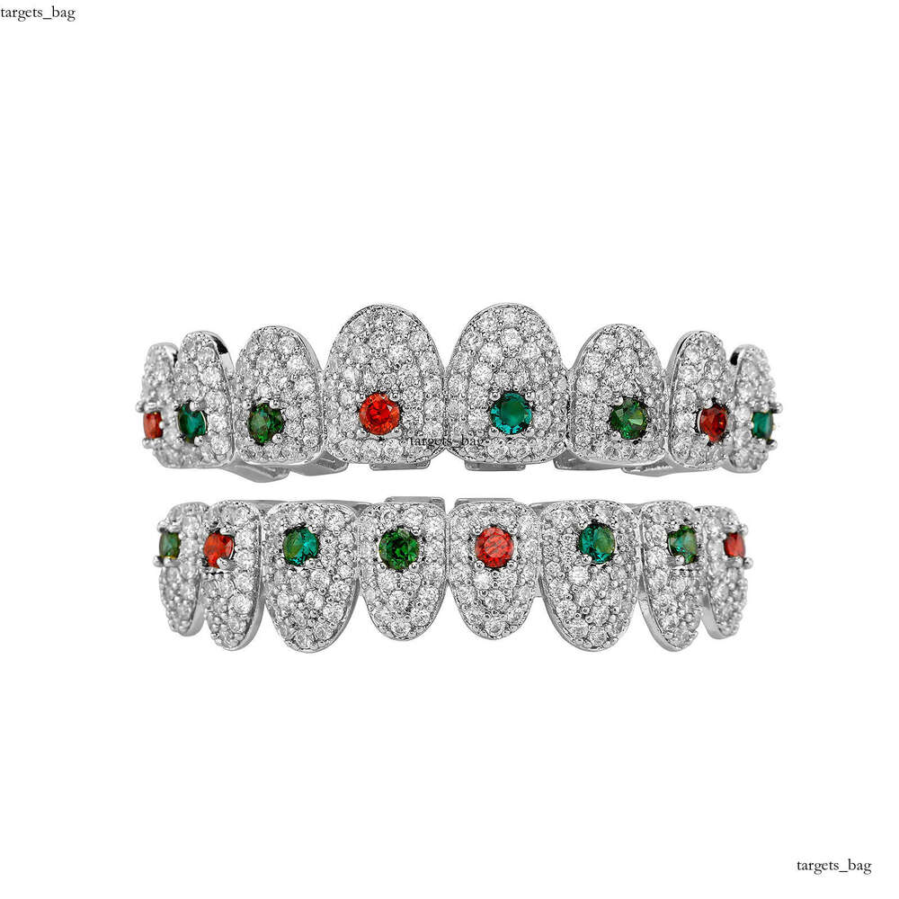 TEMU Brace Hip-Hop Style Full New Colorful Zircon Halloween Christmas Teeth Jewelry