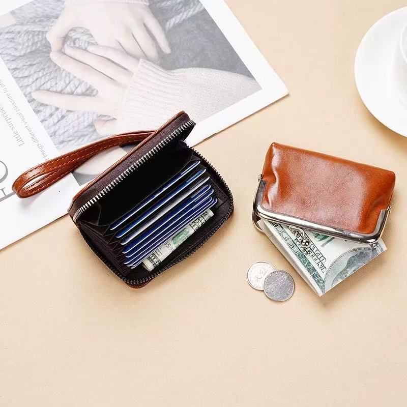New Women's Fashion Coin Purse Luxury Bag Cross-border Women's Card Holder Coin Purse Zipper Clip Bag Multi-card Slot Vintage Wallet