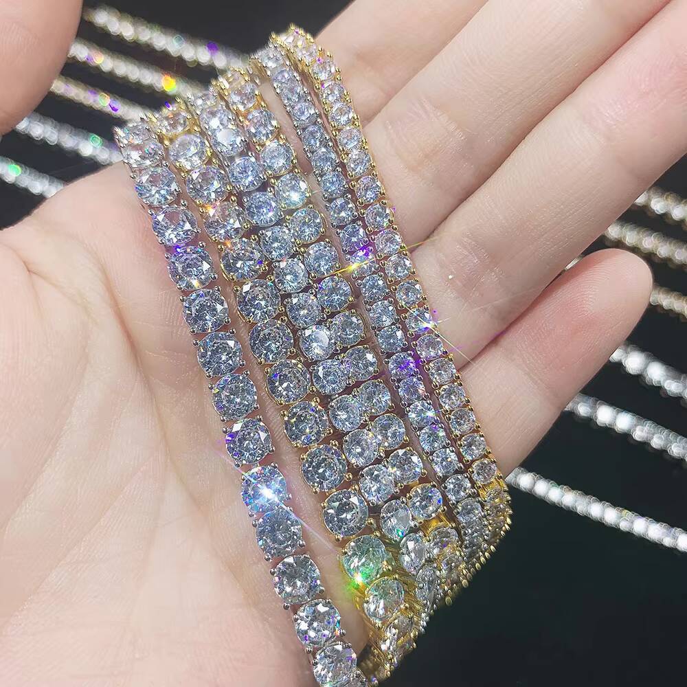 foxi 3MM Diamond Round Tennis Bracelet Custom Luxurious Quality Hip Hop Jewelry Charm Bracelets for Men Women