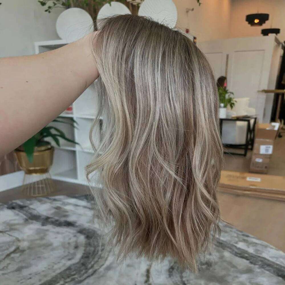 European Blonde Balayage Synthetic Hair Wigs Colored with Natural Hairline HD Lace Front Wig for Women