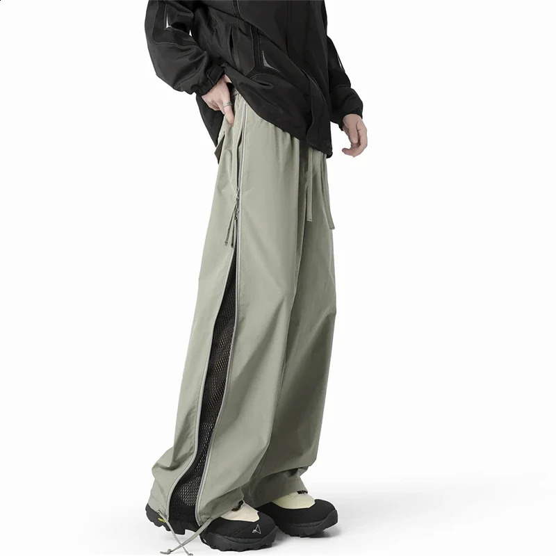 Summer Light Thin Quick Drying Waterproof Mens Cargo Pants Loose Sweatpants Soft Zipper Grid n Outdoors Trousers 250809