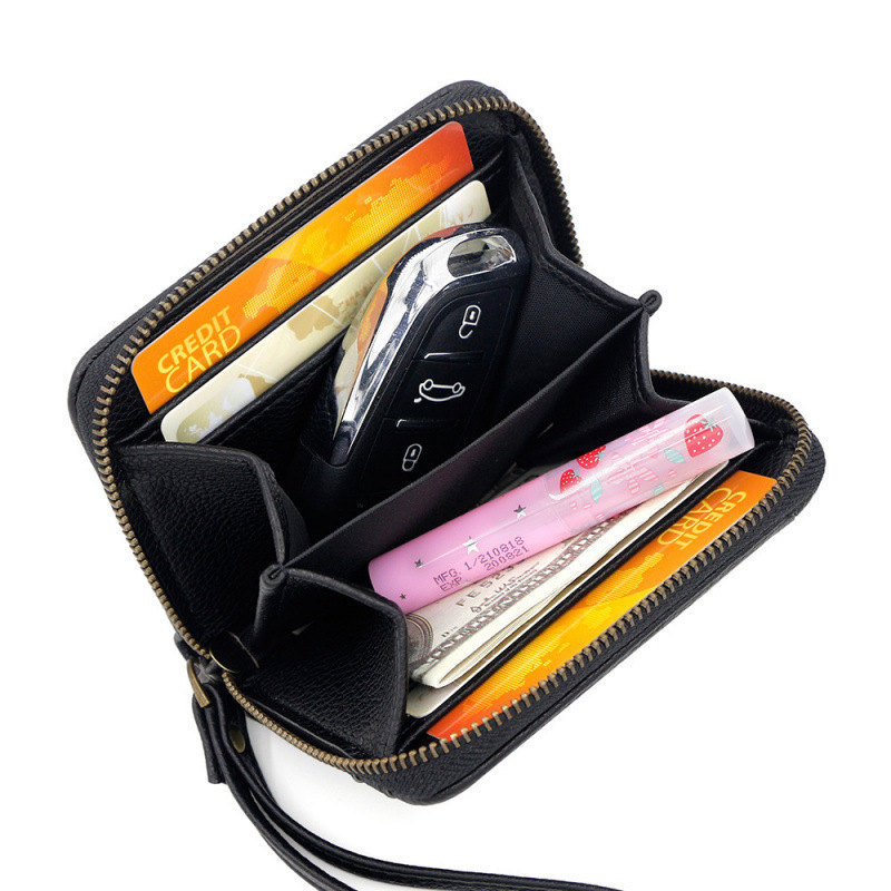 New Lychee Pattern Zipper Coin Purse For Women, Short Mini Wallet, Card Holder, Coin And Key Luxury Bag Organizer, Money Clip
