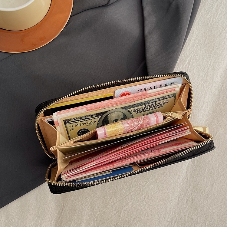 Wallet Women 2025 New Plaid Zipper Long Coin Purse Large Capacity Designer Bag Simple Clutch Cross-border Luxury Bag Card Holder