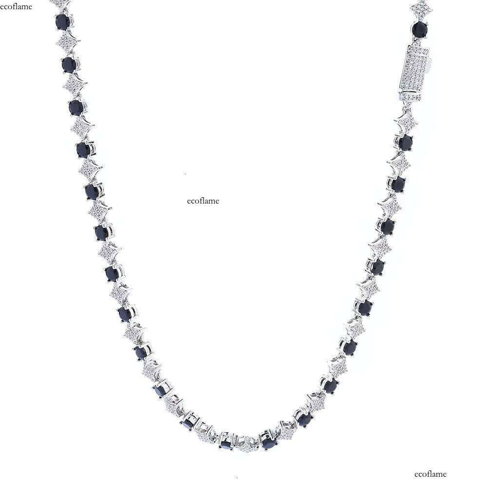 NUOYA High Quality Star Shape Chain with Black CZ Stone 6mm Sier Plated Tennis Bracelet Hip Hop Jewelry for Women/Men