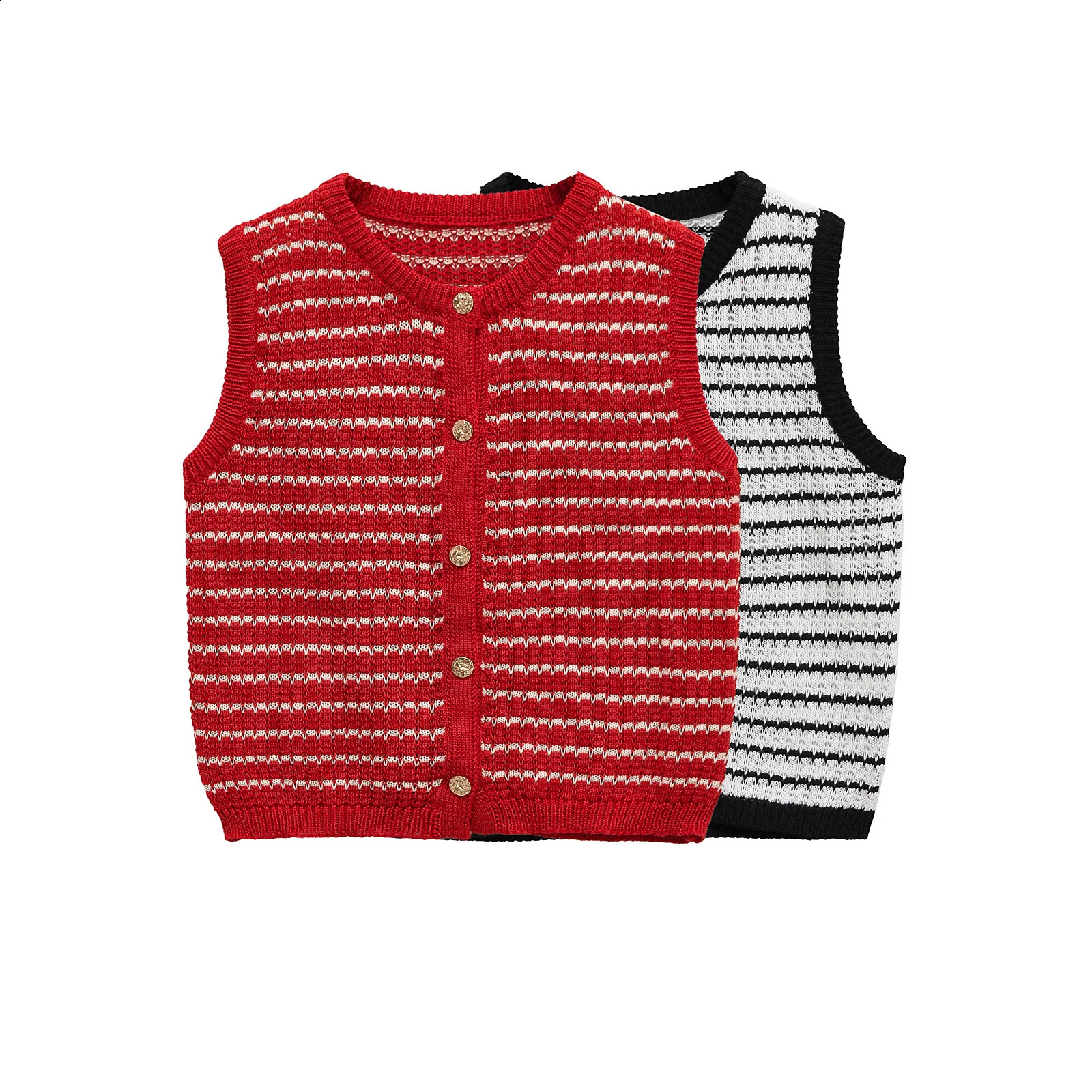 TRAFSHE Vintage Summer Womens Waistcoat Thin Stripes Hollow Knitted Sleeveless Single Breasted Slim Vest Crop Top Y2K 5039361 250809