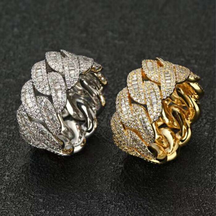 Fine Jewelry Iced Out Sterling Sier VVS Moissanite Dia Finger Band Ring for Hip Hop Men Rings