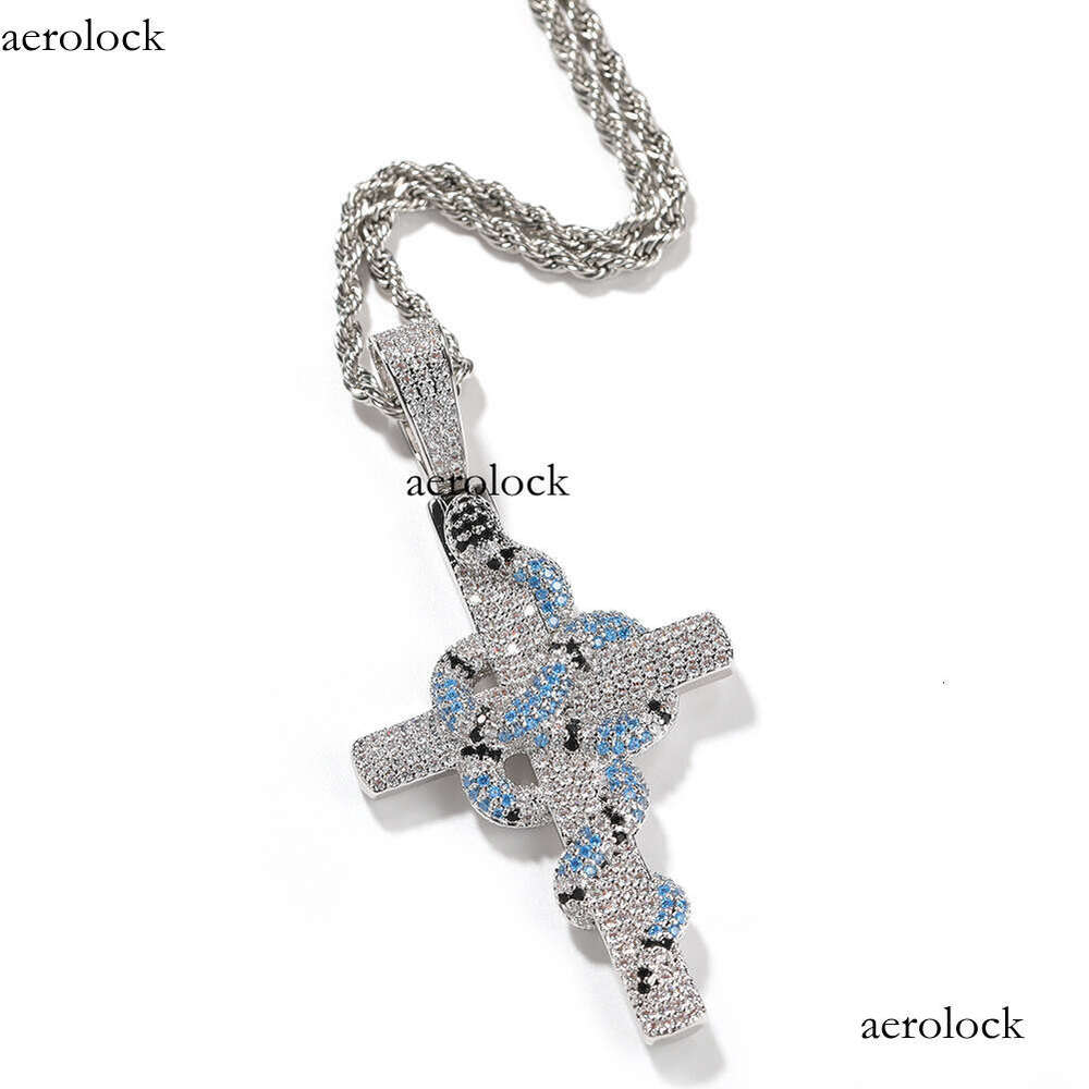 Vintage Hip-Hop New Colorful Snake-Shaped Cross Pendant Niche Versatile Accessories Direct Shipping
