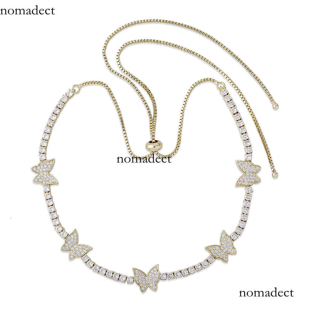 Butterfly Colorful Cuban Chain Full Moissanite chain Hip Hop Trendy Unisex Necklace