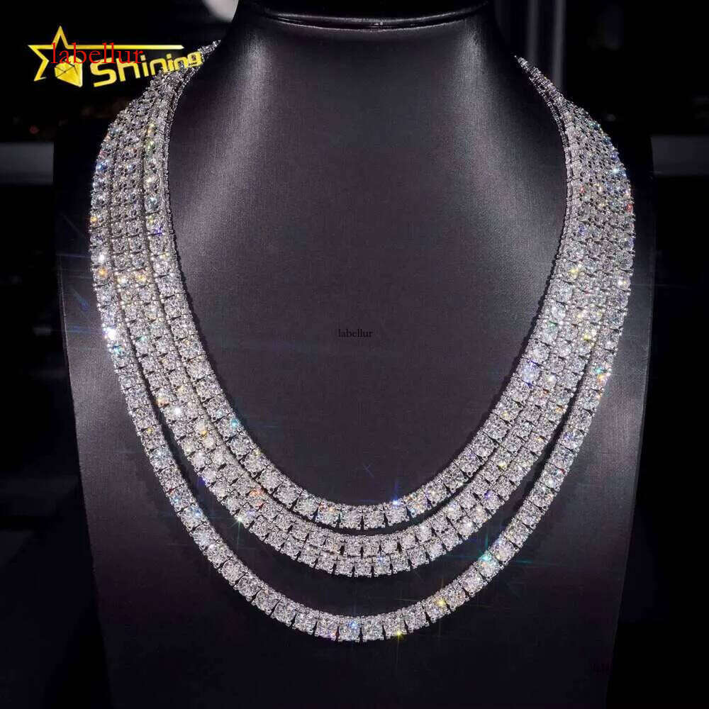 Hip Hop Classic Necklace Sier 5Mm 6.5Mm Chilled D-Color VVS Silica Tennis Chain