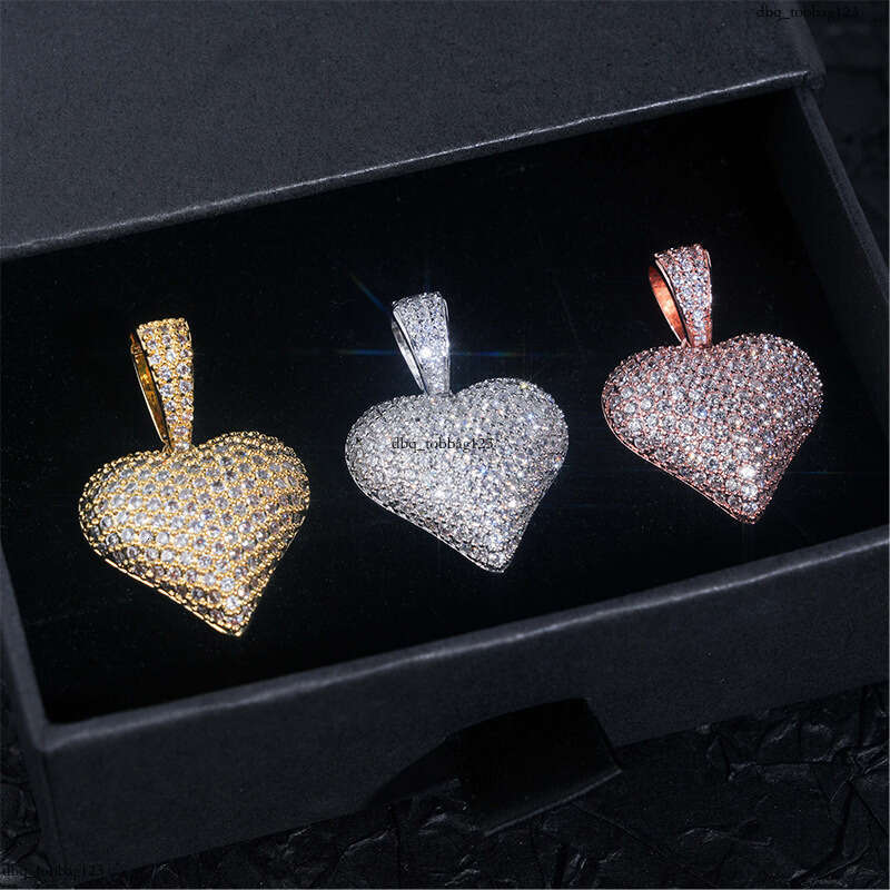 Heart-shaped Pendant Micro-inlaid 5A Moissanite chain Hip-hop Jewelry Can Be Worn With 2mm Tennis Chain