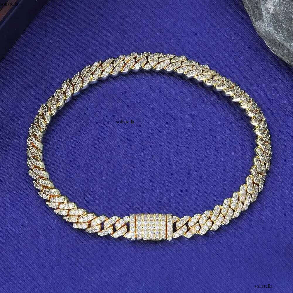 Customized Sterling Sier Moissanite 6mm Single Row Ice Cuban Chain Necklace Passes Dia Testing