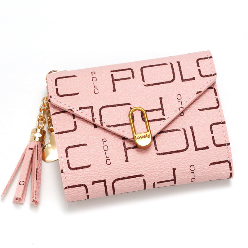 Trendy Letter Luxury Bag Tassel Women's Short Wallet Multi-card Slot Card Holder Small 70% Off ID Holder Women's Money Clip Women's Coi