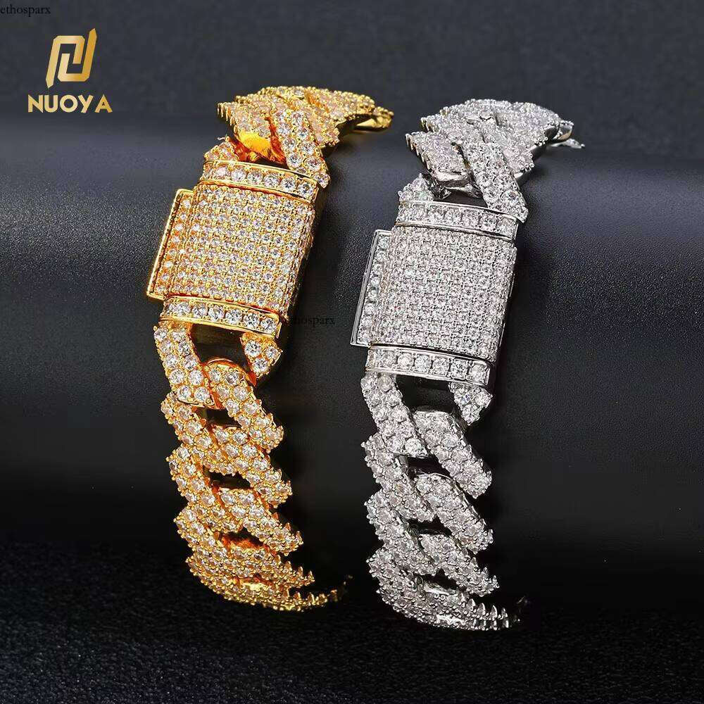 NUOYA Wholesale Gold Plated Iced Out Chain Necklace for Women Hip Hop Jewelry Shiny Zircon Dia Cuban Chains