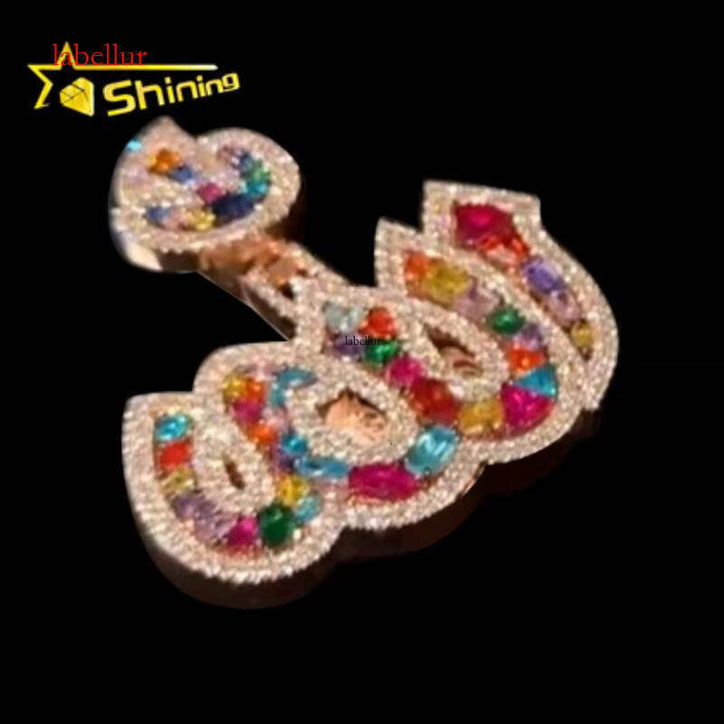 Pass Dia Tester Hip Hop VVS Moissanite Colorful Fire Allah Pendant Iced Out Sier Fashion Jewelry Pendants & Charms