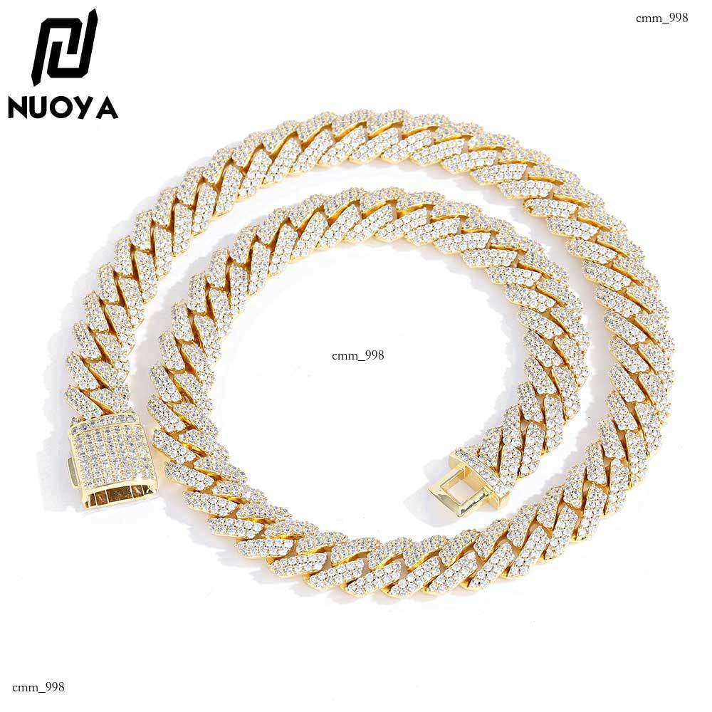 Hip Hop Jewelry Moissanite chain Trendy Brand 12mm Full Dia Rhombus Cuban Chain Men's Necklace