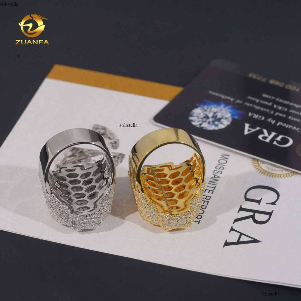 Sier mens rings fine iced out vvs moissanite custom hip hop lab dia jewelry dollar ring