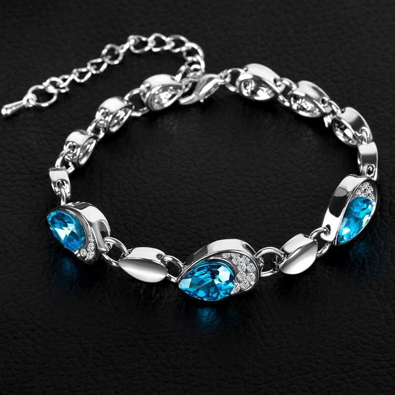 Korean Fashion New Jewelry Ocean Heart Heart-Shaped -Studded Crystal Women's Accessories Bracelet