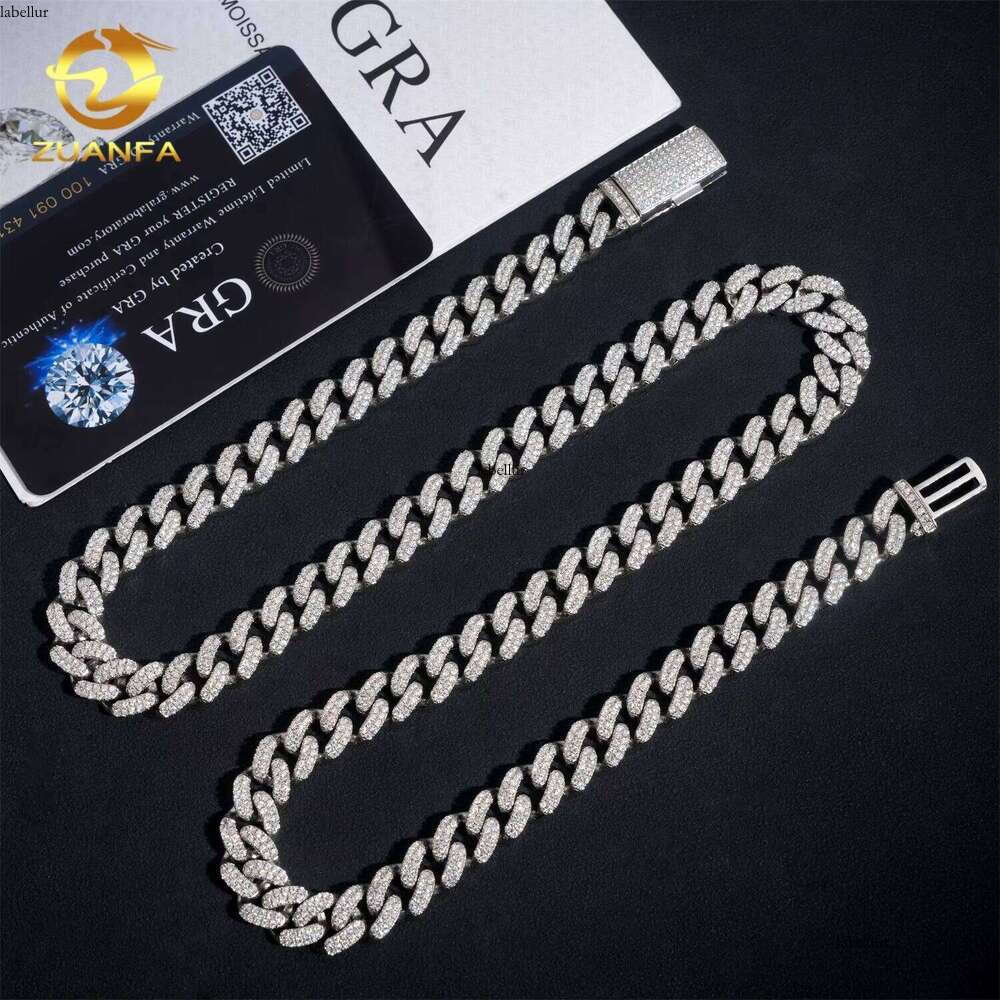Hip Hop Style GRA Certificate High-Quality Pure Sier Chilled 10Mm Pyroxene Cuban Chain Necklace