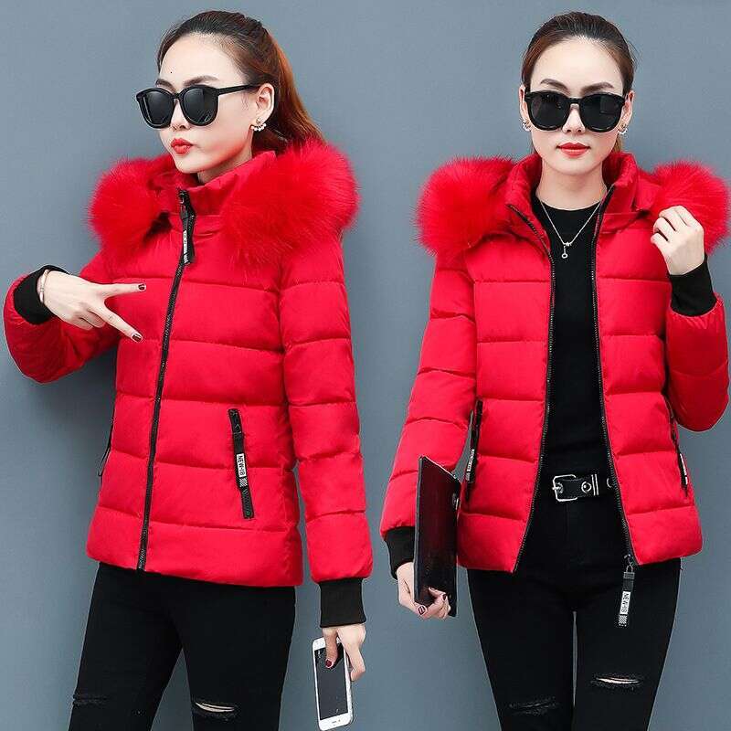 Women's Clothing winter student short down large fur collar college style thickened cotton coat