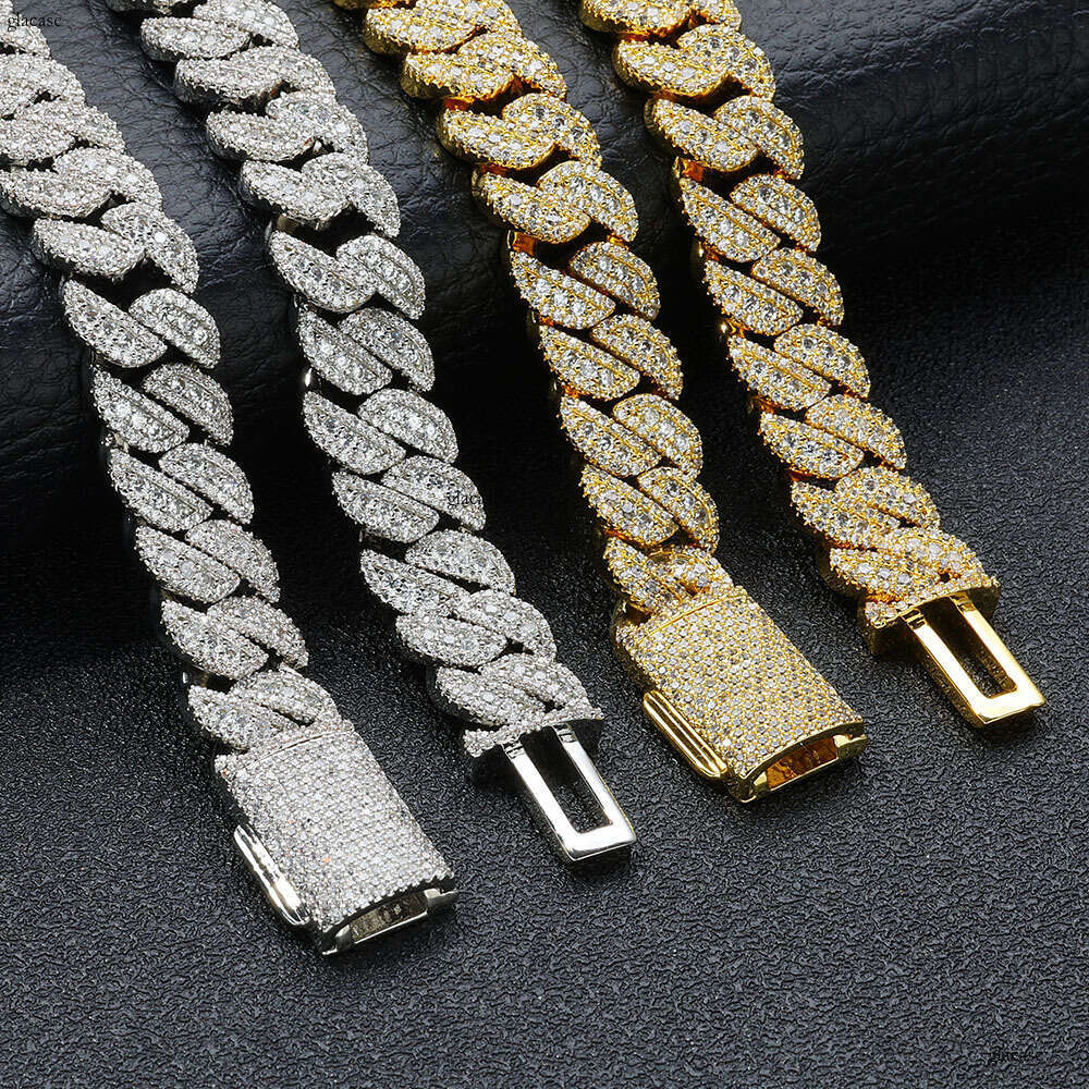 Hip Hop 14mm Flip Cover Full Dia Zircon Cuban Chain Men's Bracelet Jewelry