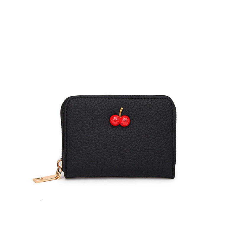Zipper New Style Women's Cherry High-end Accordion Card Holder Multi-card Luxury Bag Designer Bag Slot Wallet Trendy Cross-border Wholesale Solid