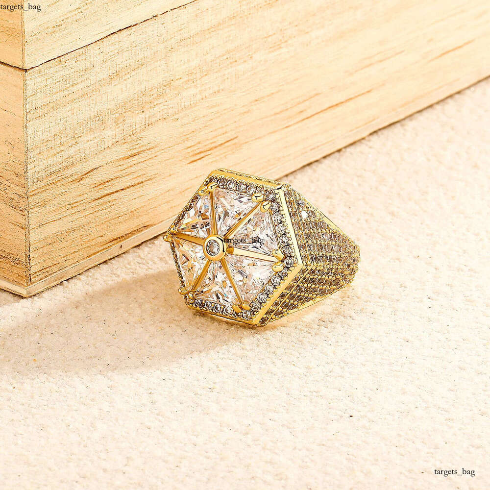 Candy Color Windmill Versatile Personality Jewelry Hexagonal Geometric Inlaid Colorful Zircon Ring Gold Australian