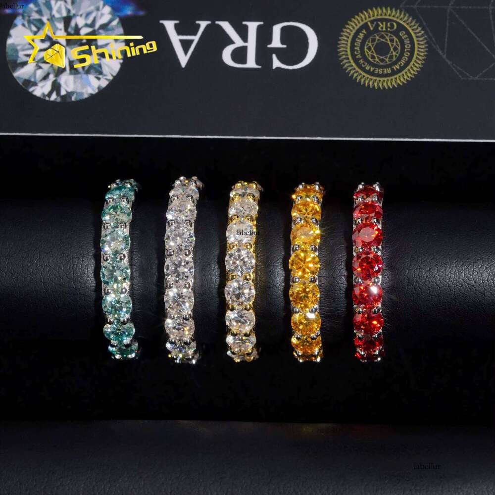 Pass Dia Tester Wedding Jewelry Engagement Band Hip Hop Rings Solid Sterling Sier Colorful VVS1 Moissanite Ring