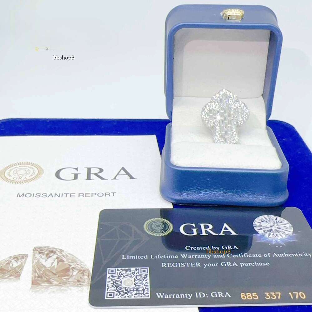 Iced Out Sterling Sier Hip Hop Moissanite Ring Men Custom Cross Finger Rings