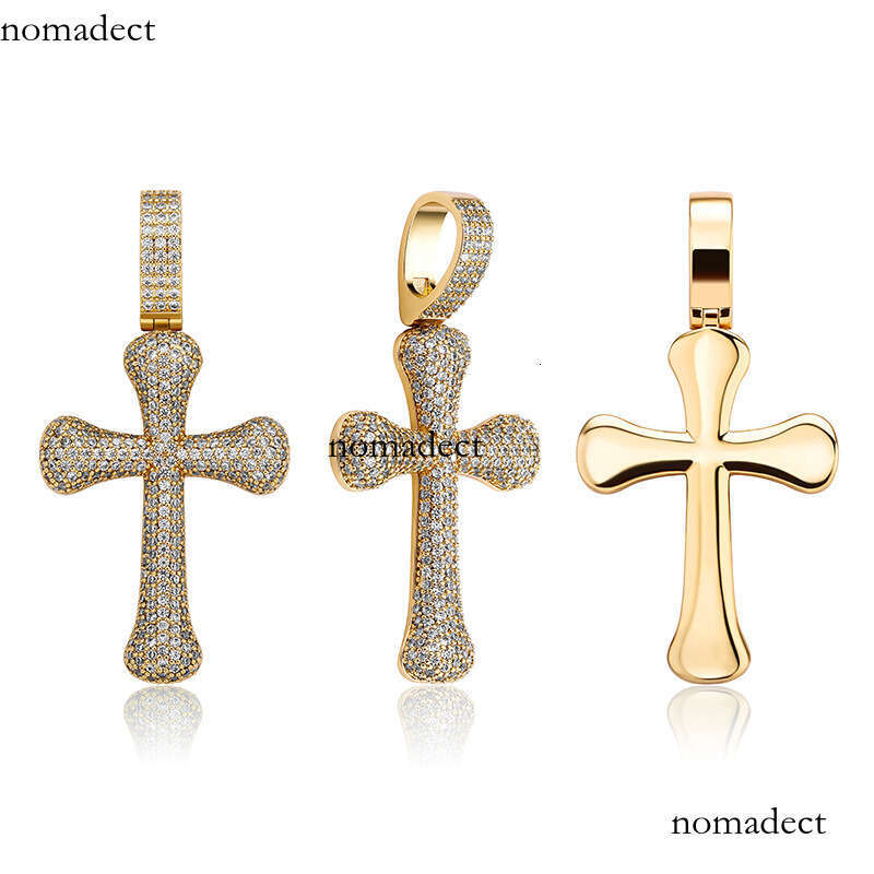 Hip Hop Full Moissanite chain Cross Pendant Necklace Unisex Trendy Fashion Accessory